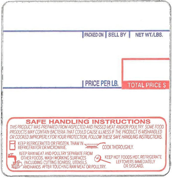 CAS LP-1000 UPC, Safe Handling Labels, 58 MM X 60 MM